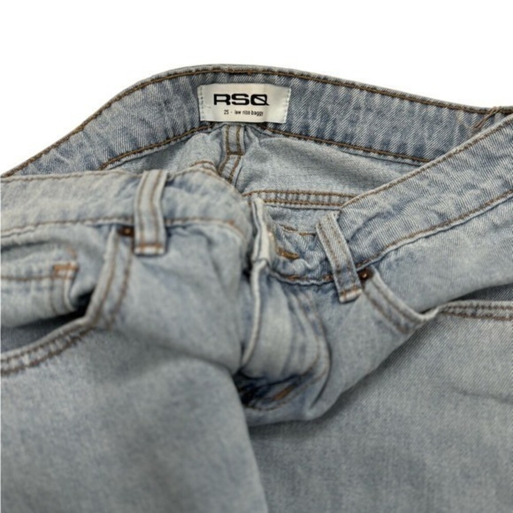 RSQ‎ Low Rise Baggy Jeans Size 25 Distressed Knee Wide Leg Y2K Skater Light Wash - Picture 5 of 5